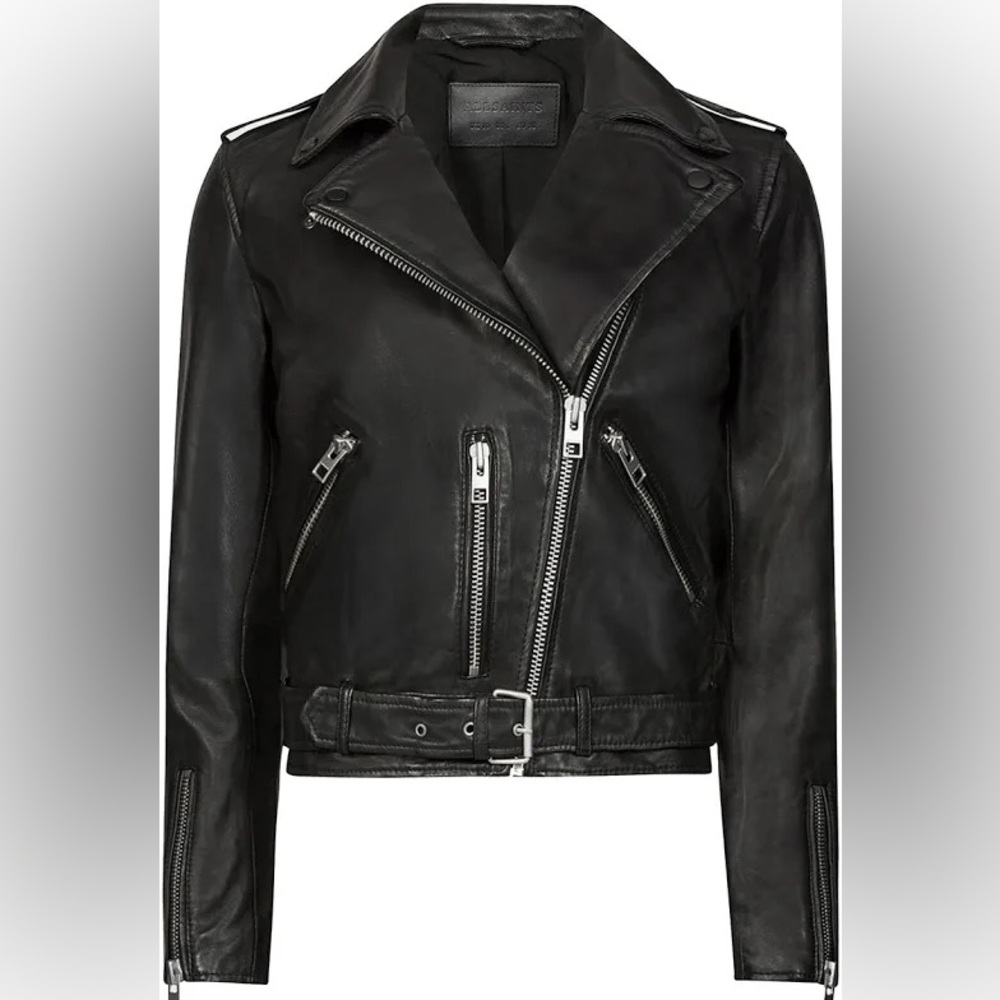 All Saints Balfern Leather Jacket in Black